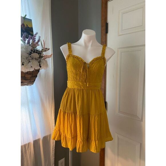 Forever 21 Dresses & Skirts - Forever 21 Mustard Yellow Tiered Sundress with Ruffle Straps